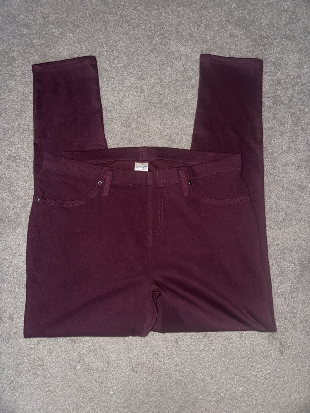 Terra & Sky Women's Burgundy Stretch Pants